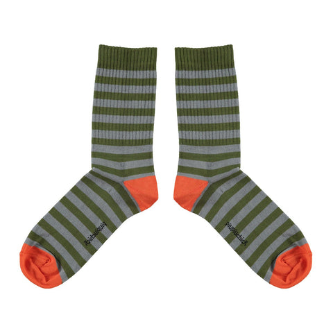 Short socks – green & blue stripes