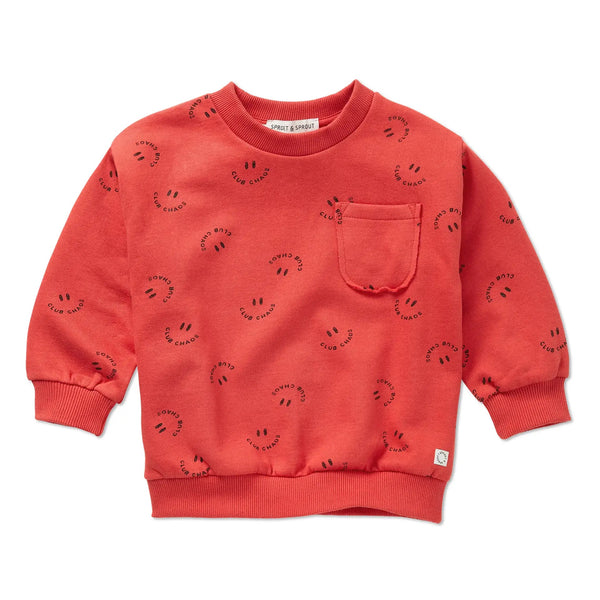 Sweatshirt Club Chaos Print – vivid red