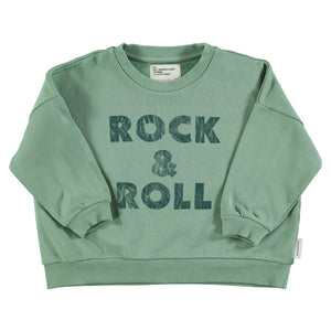Sweatshirt – green w/ "rock & roll" print