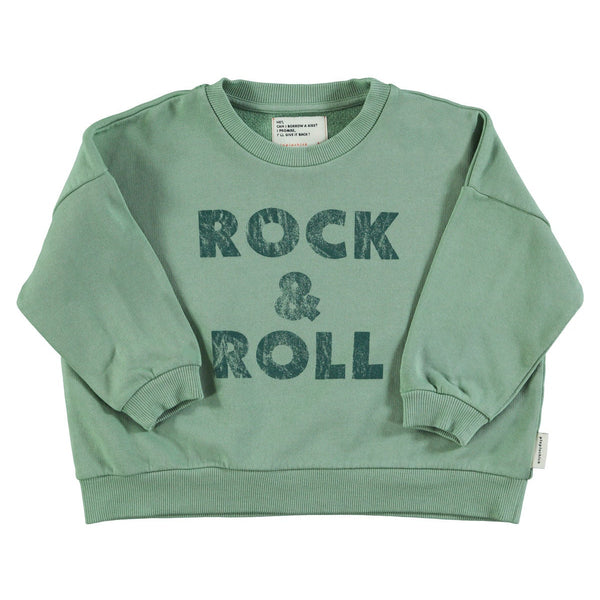Sweatshirt – green w/ "rock & roll" print