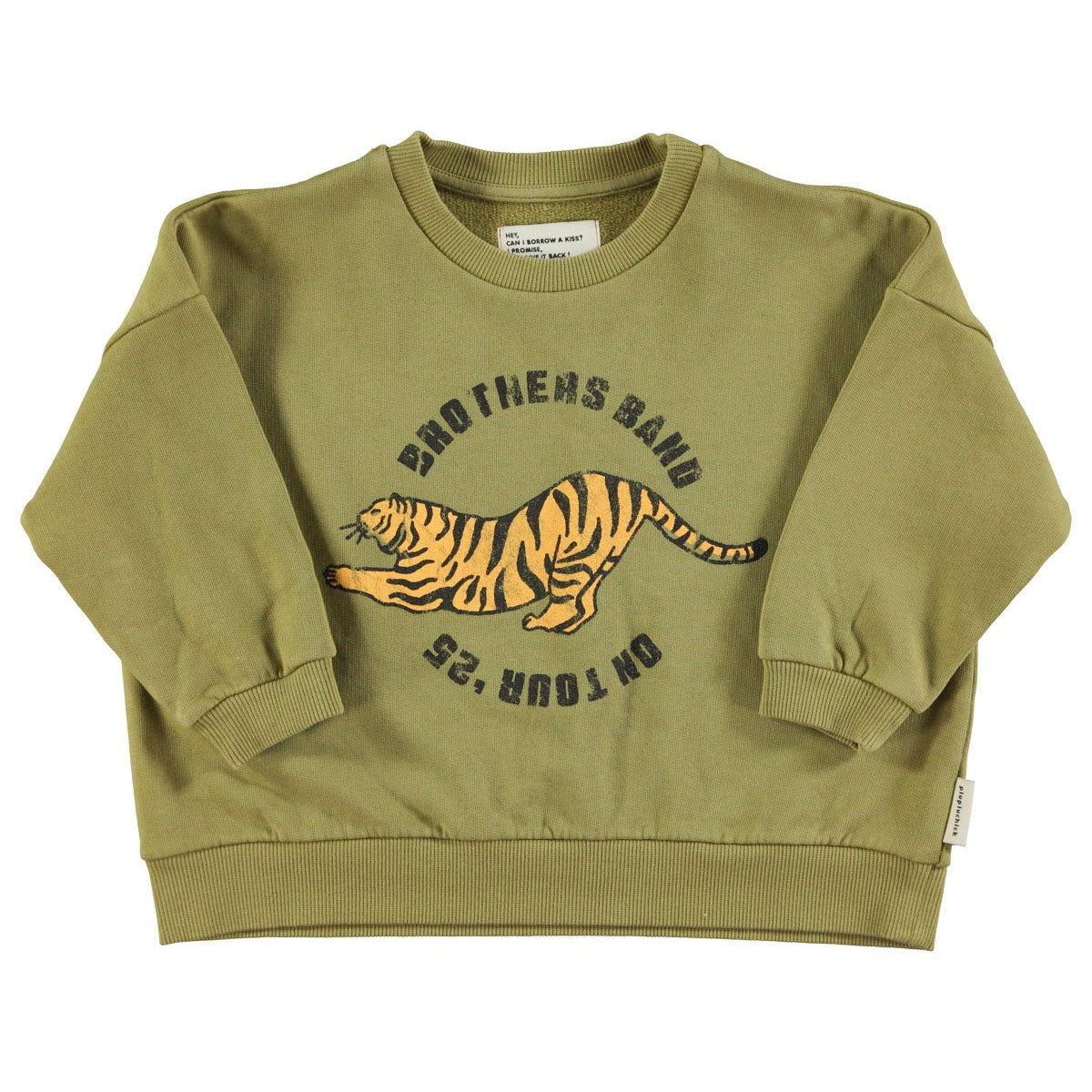 Sweatshirt – olive green w/ tiger print