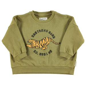 Sweatshirt – olive green w/ tiger print