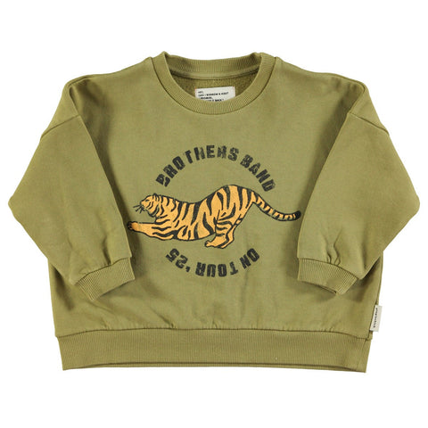 Sweatshirt – olive green w/ tiger print