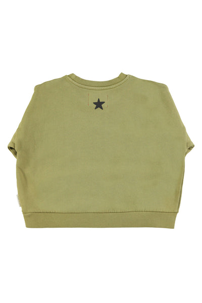 Sweatshirt – olive green w/ tiger print