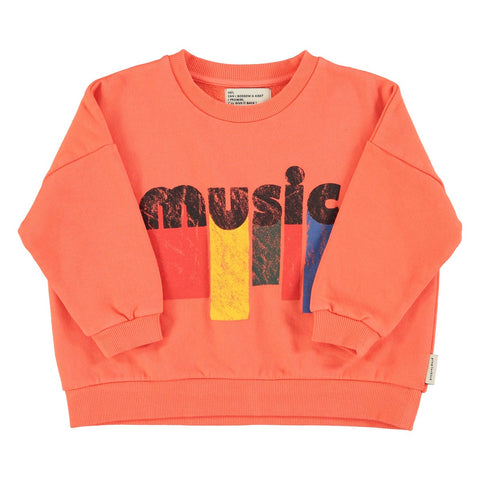 Sweatshirt – orange w/ "music" print