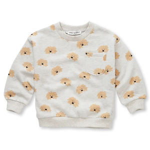 Sweatshirt Moustache Dog Print – light grey melee