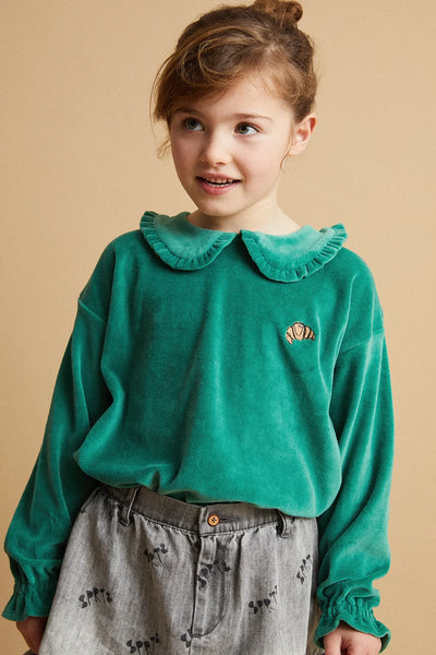 Sweatshirt Ruffle Collar – deep green