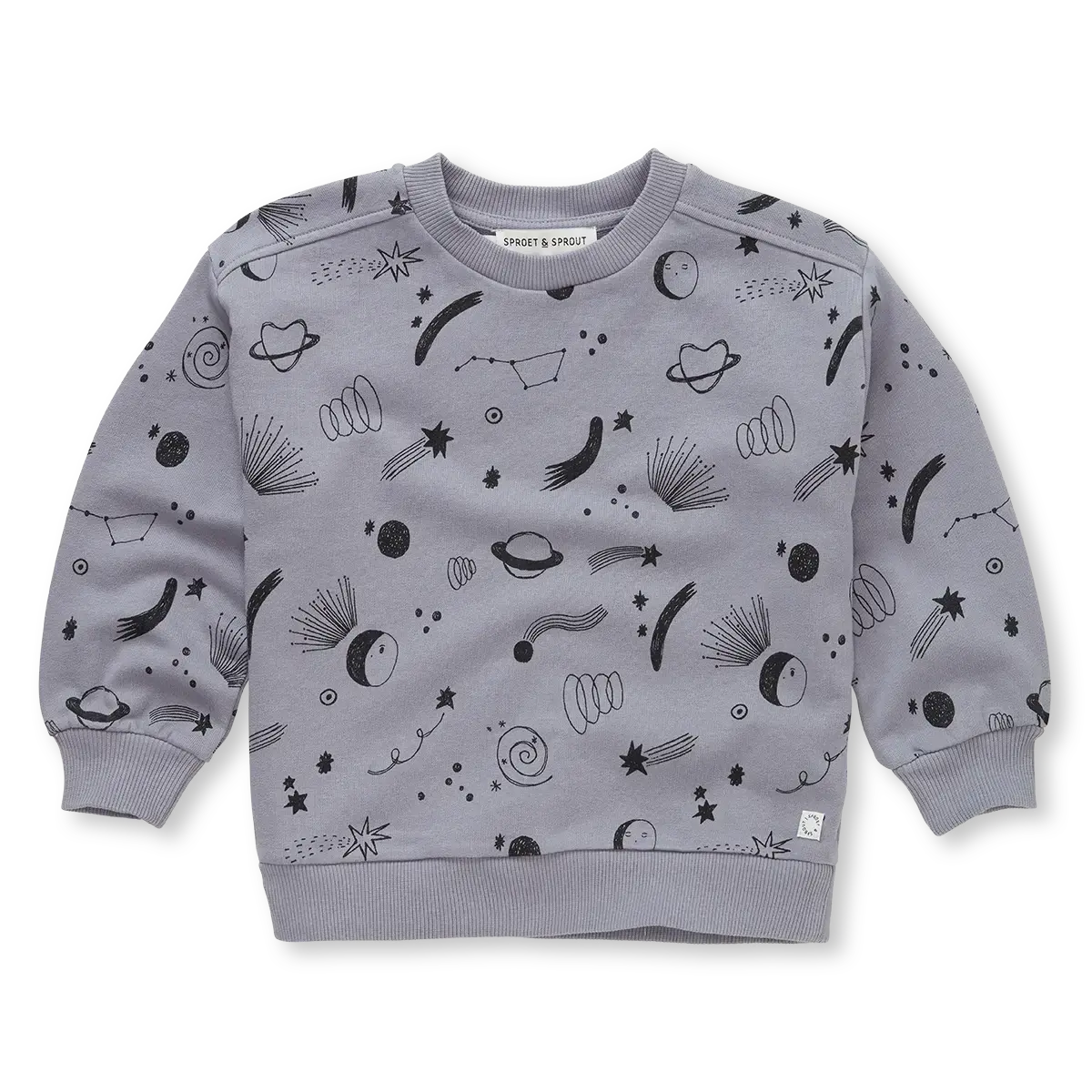 Sweatshirt Universe Print – stone grey