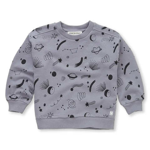 Sweatshirt Universe Print – stone grey