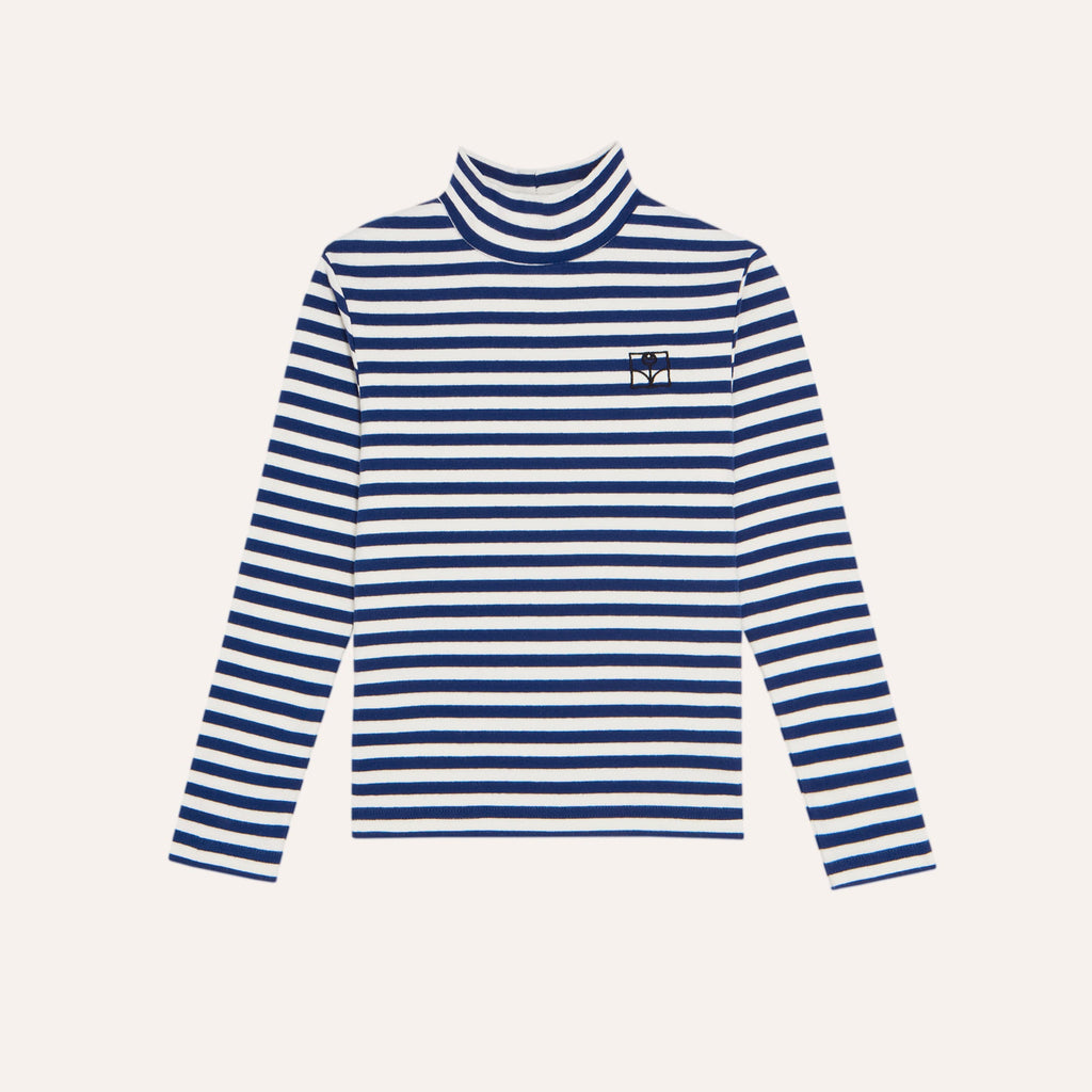 Blue Stripes Turtle Neck T-Shirt – blue