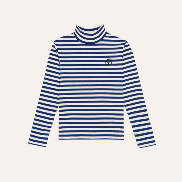 Blue Stripes Turtle Neck T-Shirt – blue