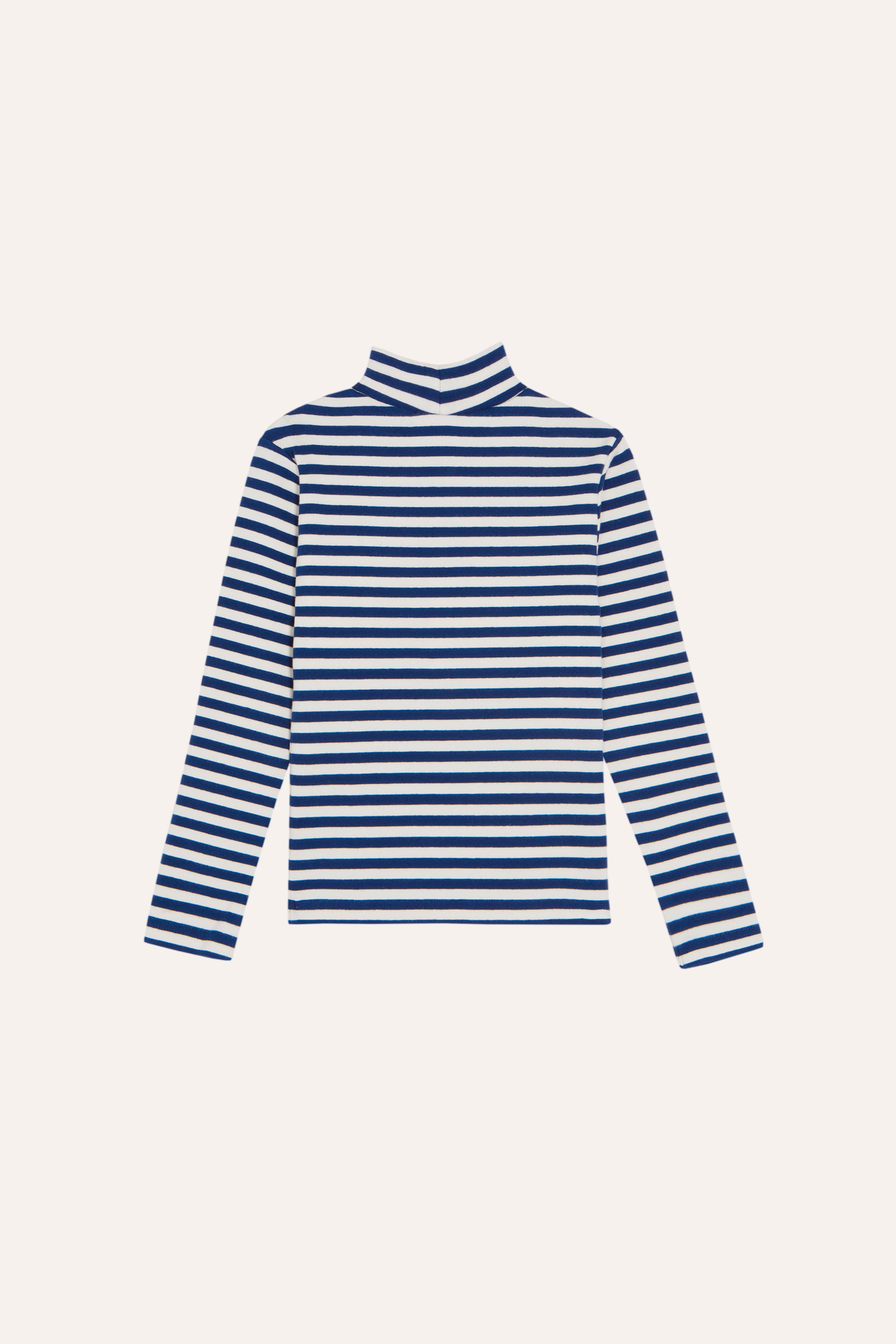 Blue Stripes Turtle Neck T-Shirt – blue
