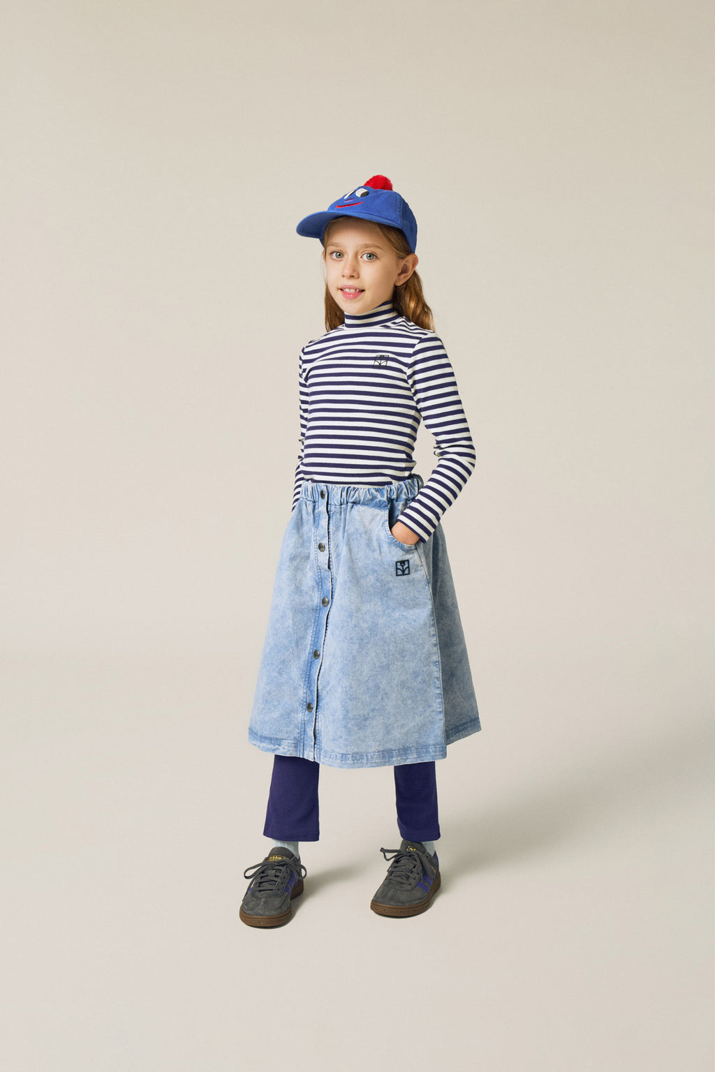 Blue Stripes Turtle Neck T-Shirt – blue