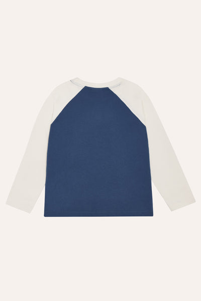 Smiling Face Color Block T-Shirt – blue