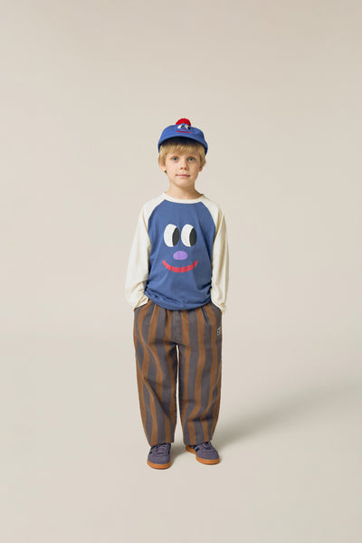 Smiling Face Color Block T-Shirt – blue