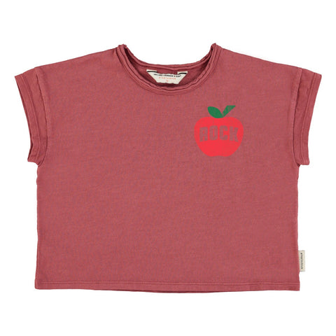 T-Shirt – bordeaux w/ apple print