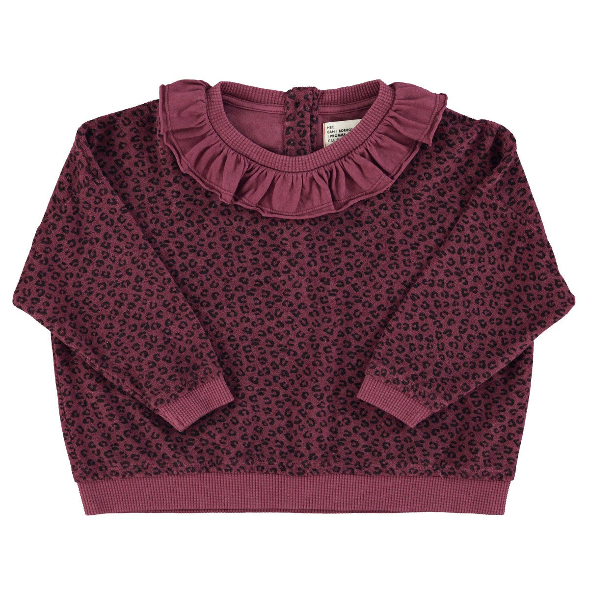 Terry cotton sweatshirt – aubergine w/ animal print