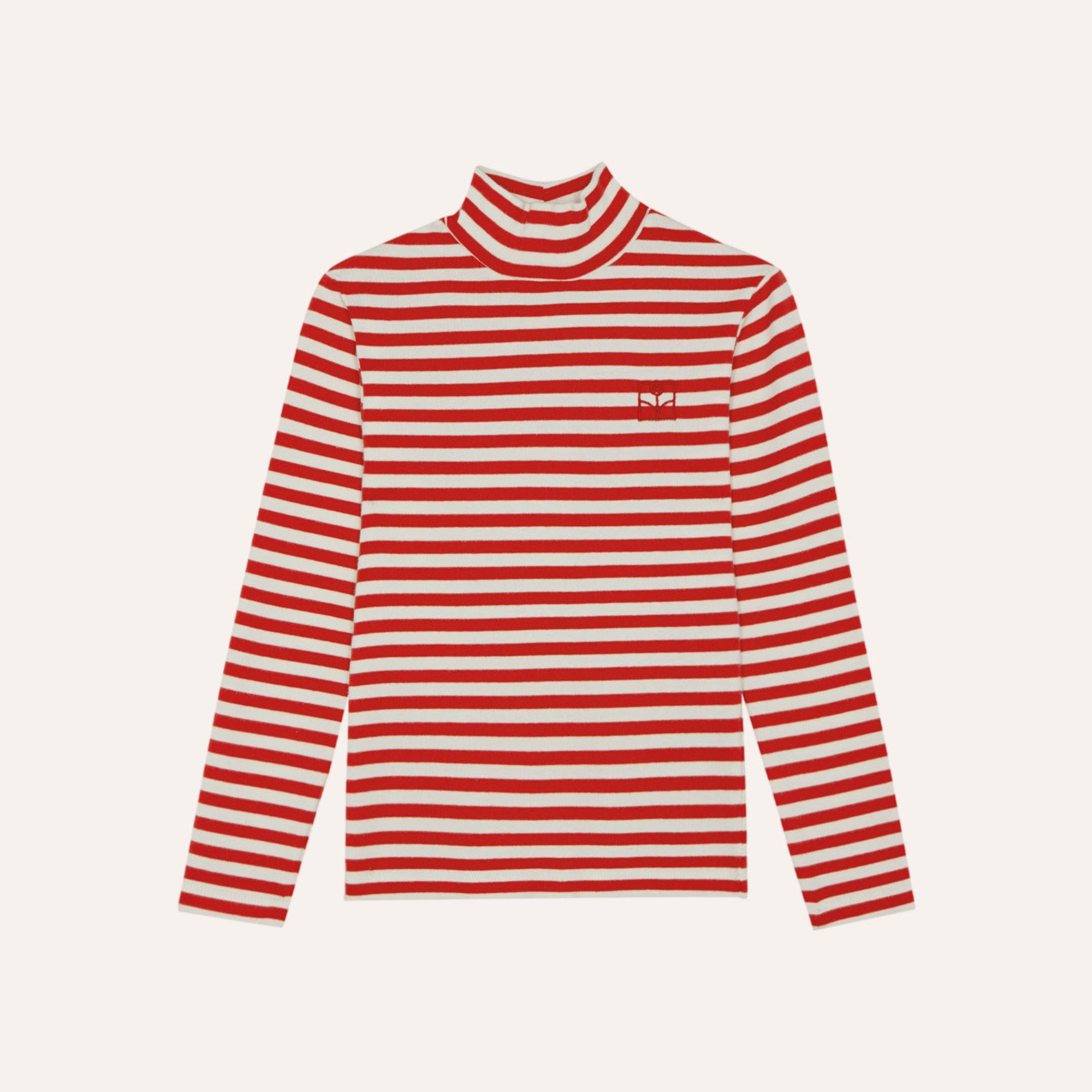 Red Stripes Turtle Neck T-Shirt