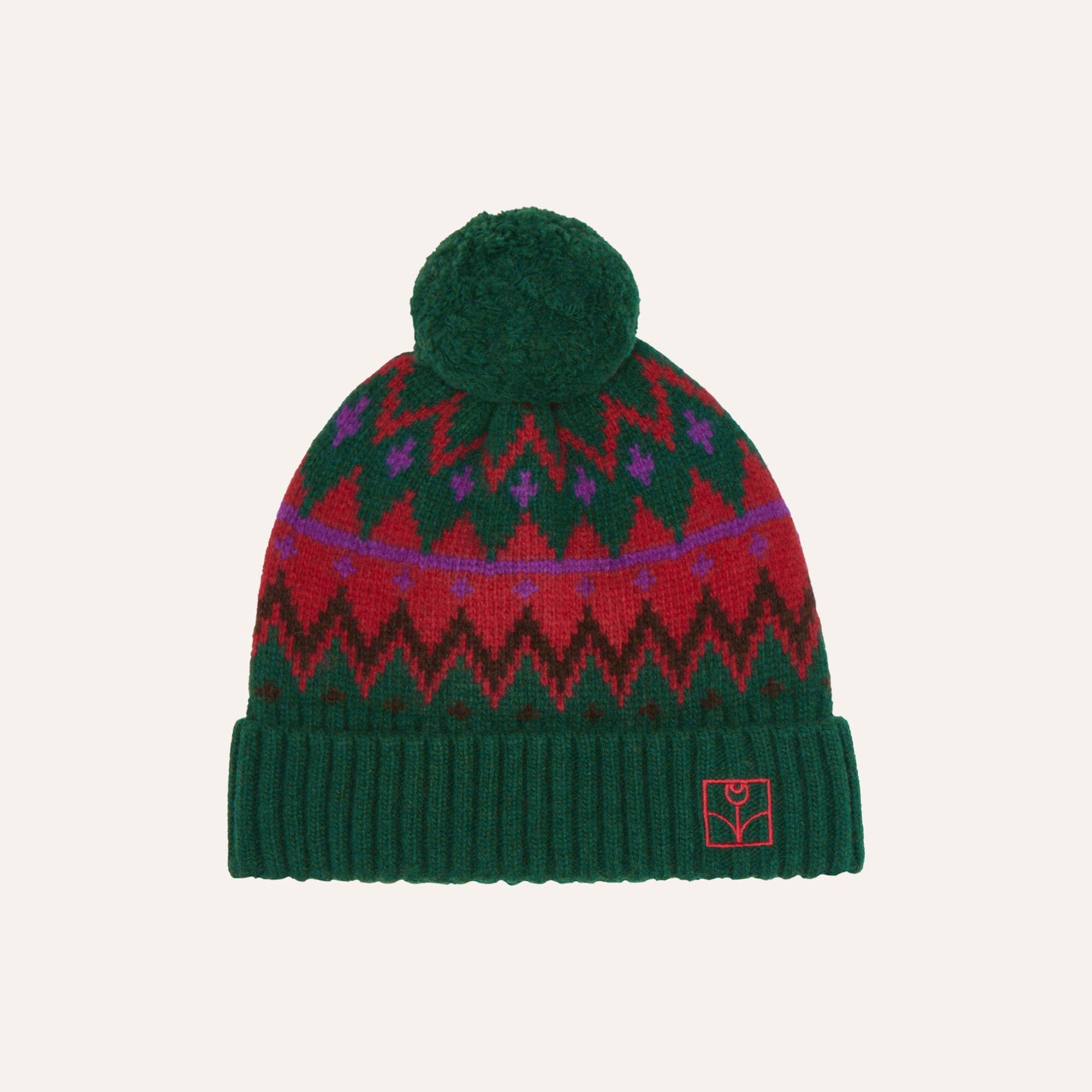 Zig Zag Green Beanie