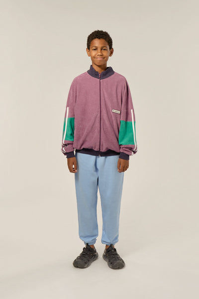 Purple Color Block Zipped Kids Sweatshirt