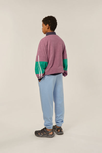 Purple Color Block Zipped Kids Sweatshirt