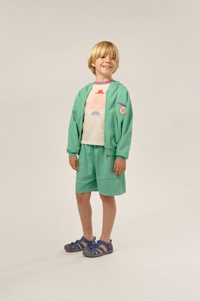 Green Washed Kids Zipped Hoodie