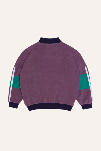 Purple Color Block Zipped Kids Sweatshirt