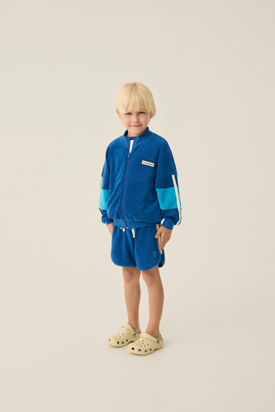 Blue Color Block Zipped Sweatshirt