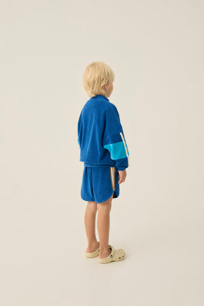 Blue Color Block Zipped Sweatshirt