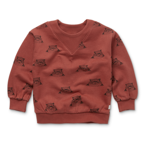 Sweatshirt Rib Neck Marmot Print – barn red
