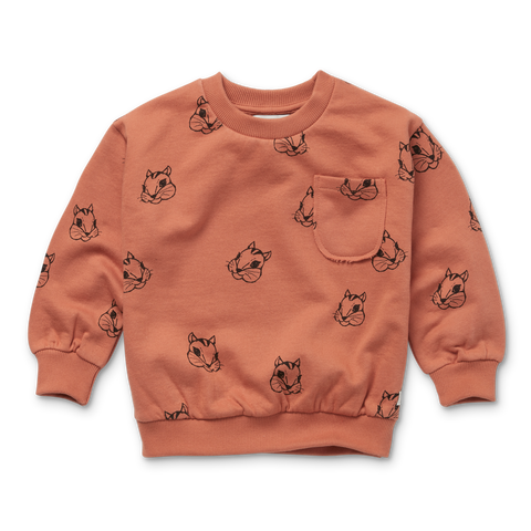 Sweatshirt Pocket Marmot Print – caf