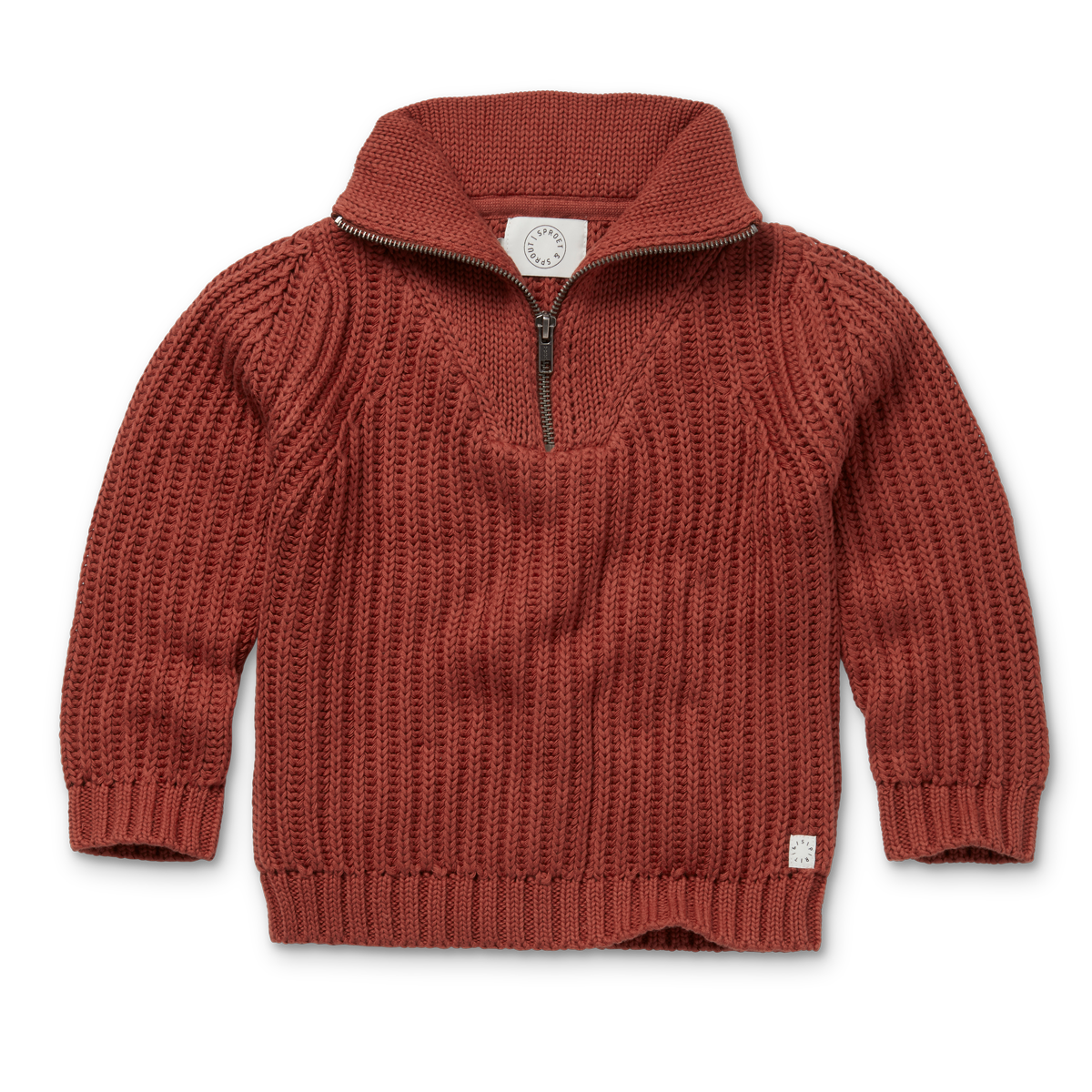 Sweater Mock Zip – barn red