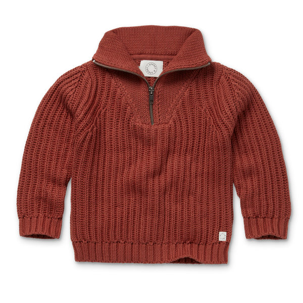 Sweater Mock Zip – barn red