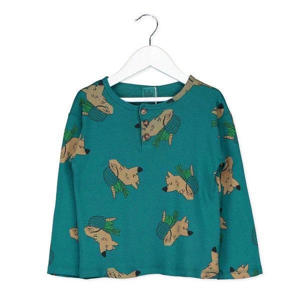 Wolves Long Sleeve Buttoned T-Shirt – forest green