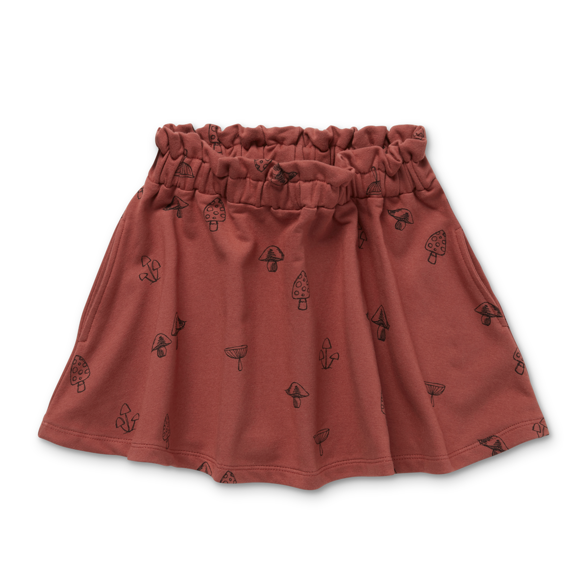 Paperbag Skirt Mushrooms Print – barn red