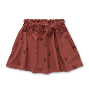 Paperbag Skirt Mushrooms Print – barn red