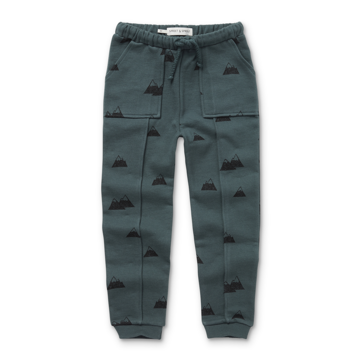 Sweatpants Pockets Mountains Print – smoke pine