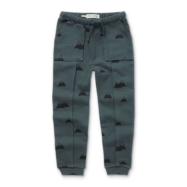 Sweatpants Pockets Mountains Print – smoke pine