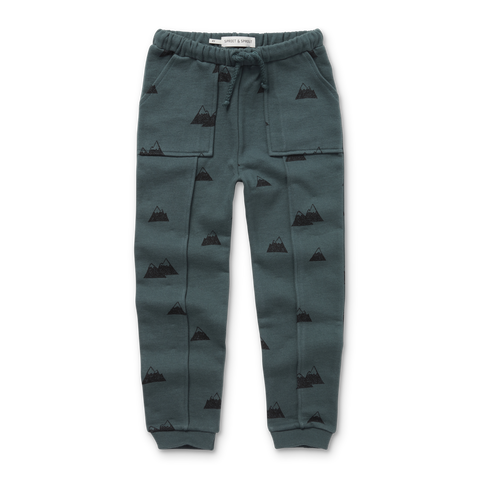 Sweatpants Pockets Mountains Print – smoke pine