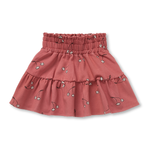 Smock Skirt Cherry Flower Print – mauve