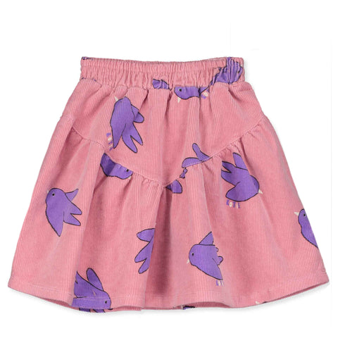 Birds Corduroy Skirt – rose