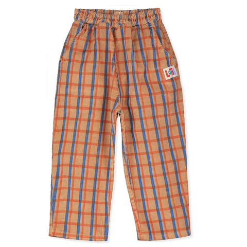 Checked Cord Wide Pants – toasted