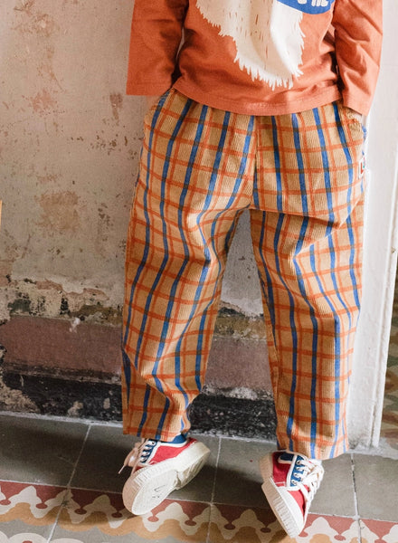 Checked Cord Wide Pants – toasted