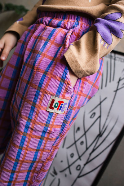 Checked Cord Wide Pants – fuchsia