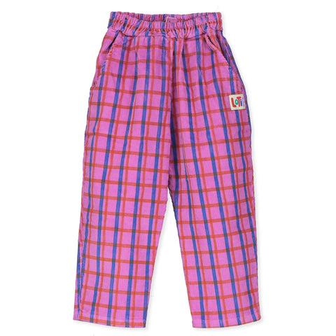 Checked Cord Wide Pants – fuchsia