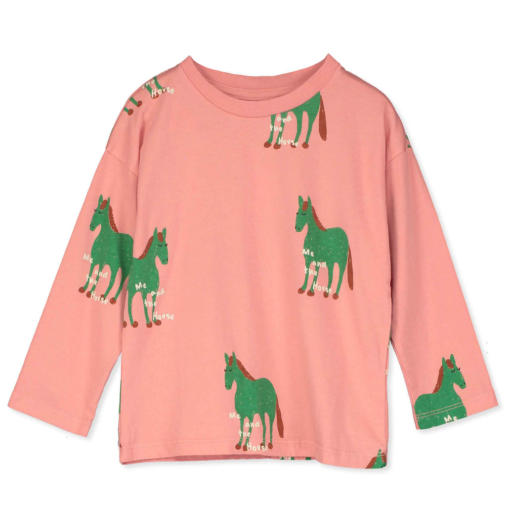 Horses All Over Long Sleeve T-Shirt – peach rose