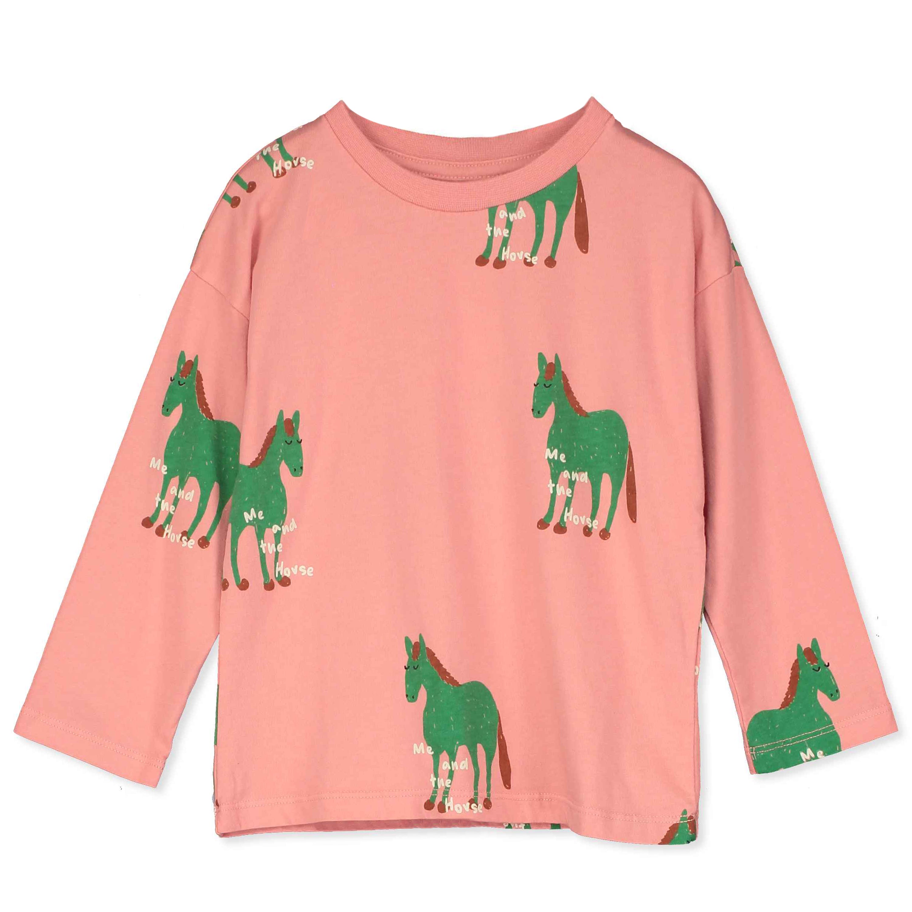 Horses All Over Long Sleeve T-Shirt – peach rose