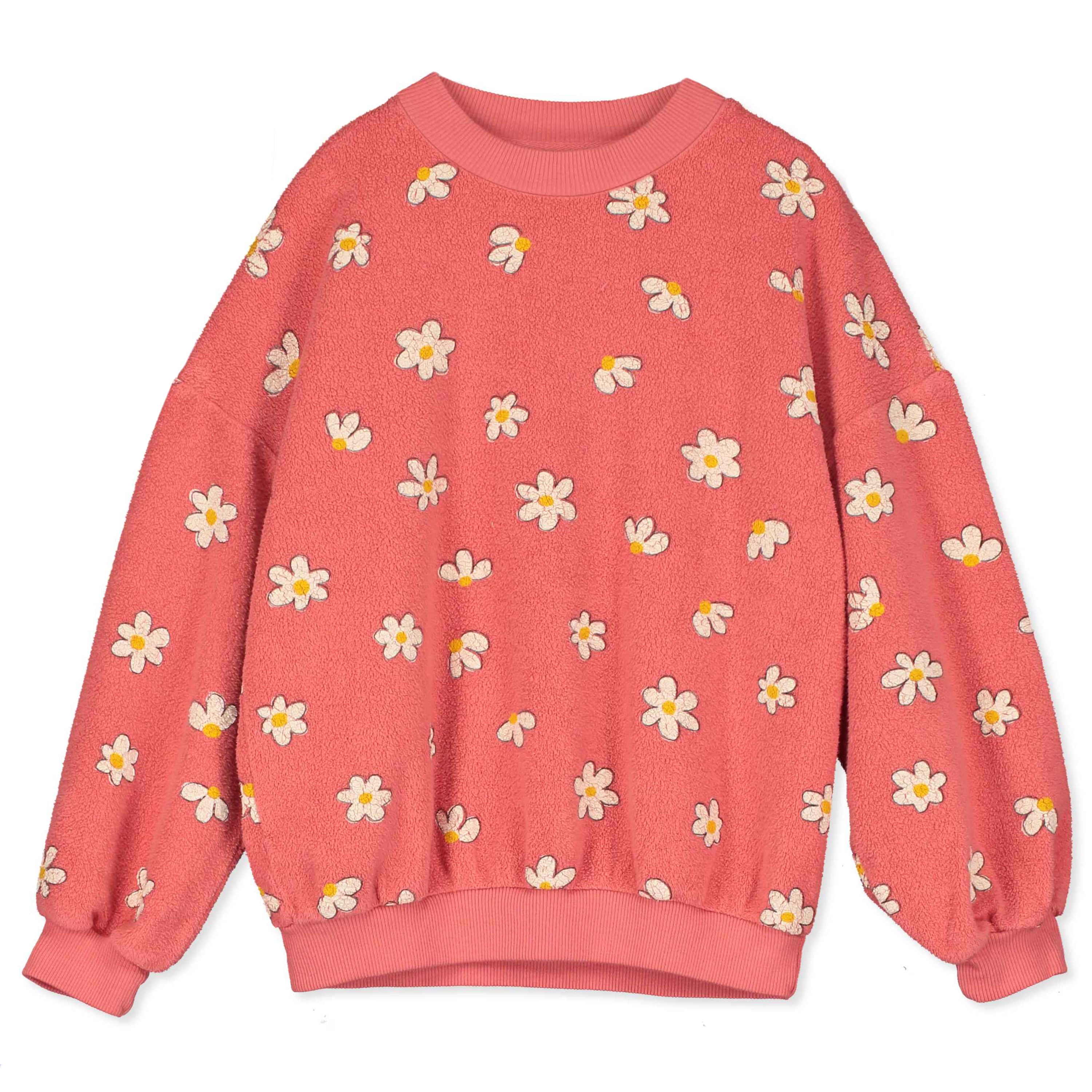 Daisies All Over Teddy Sweatshirt – coral