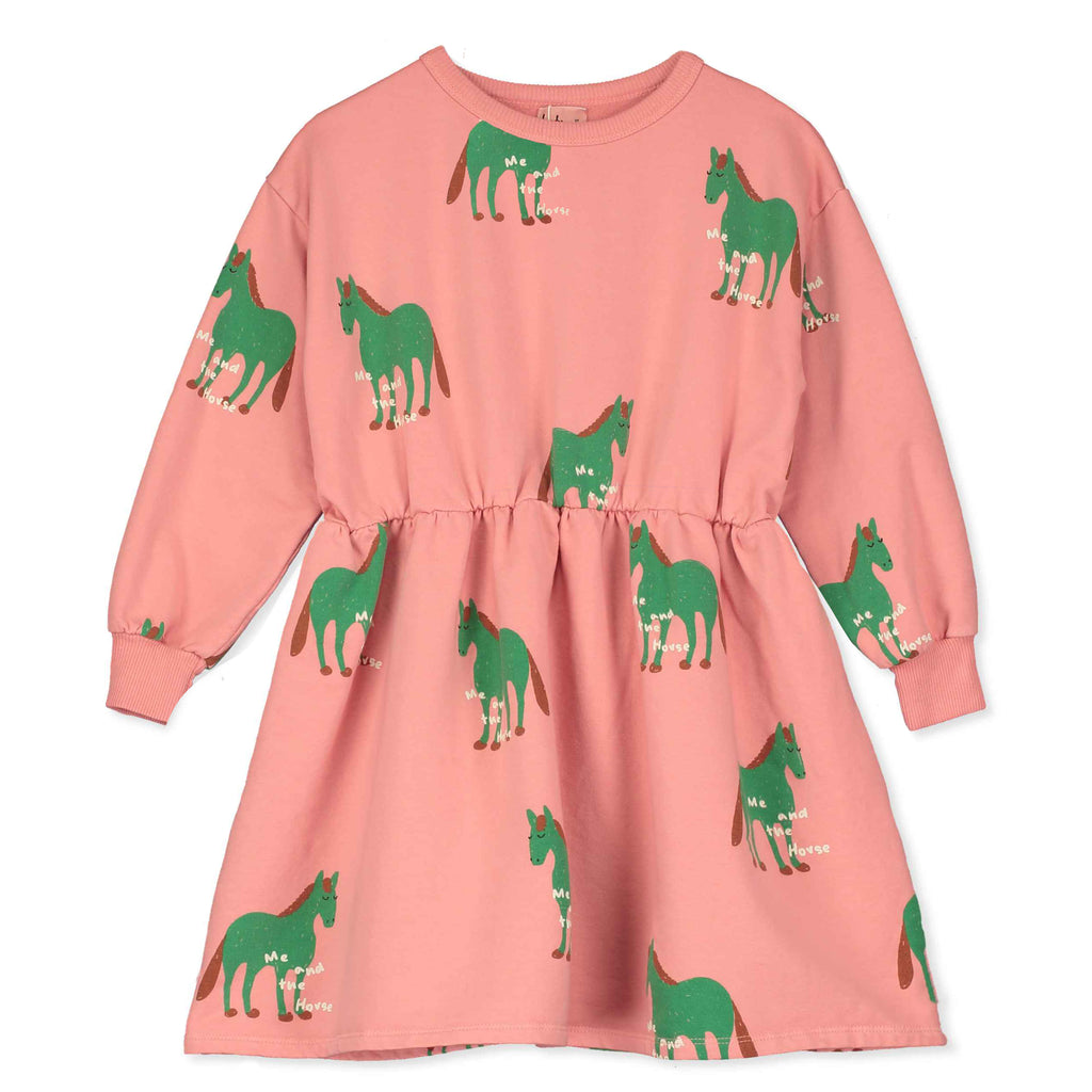 Horses All Over Relaxed Fit Dress – peach rose