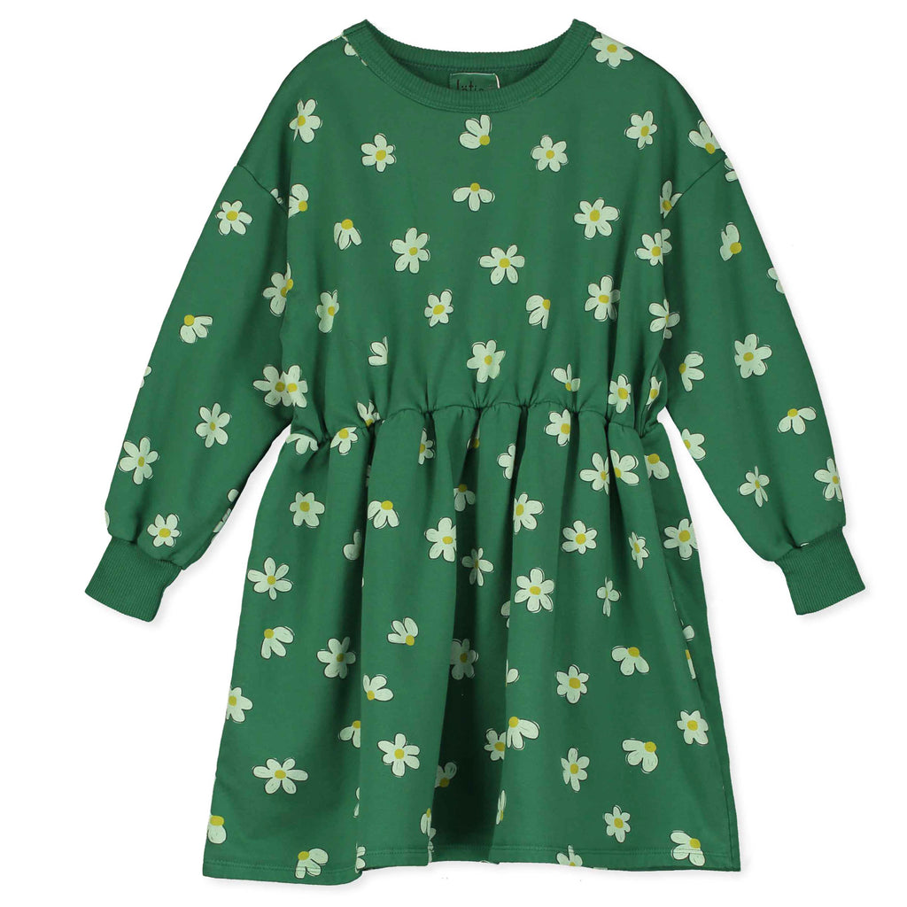 Daisies All Over Relaxed Fit Dress – green